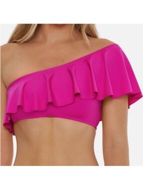 Trina Turk 6 Top Bikini Monaco One Shoulder Ruffle Bandeau in Stargazer NWT